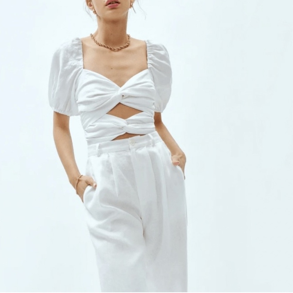 Reformation Karina White Linen Top sz 0